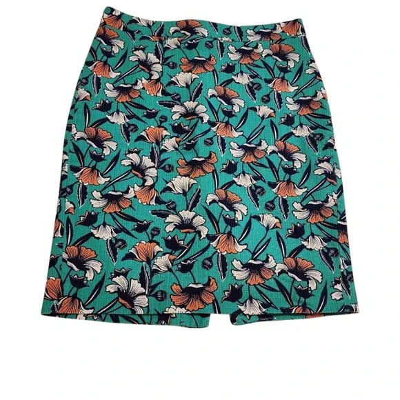 J. Crew Floral‎ Pencil Skirt Colorful Print Career Office Work Cocktail Size 0 - Picture 3 of 11